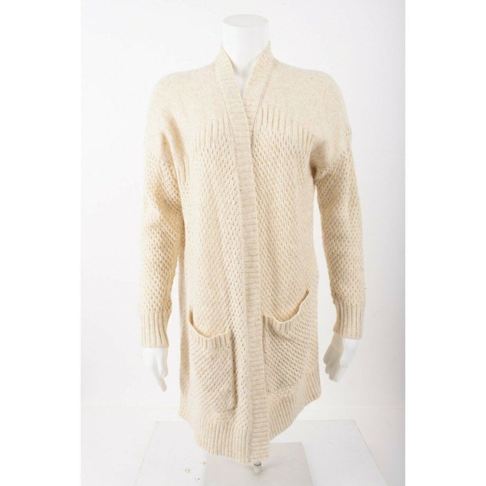American Eagle Outfitters Womans Sweater Cardigan Sz L Beige Oatmeal Open Front